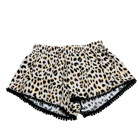 10/$25🦋 VS PINK Black & Tan Leopard Print Tasseled Shorts - Size XS - Picture 1 of 11